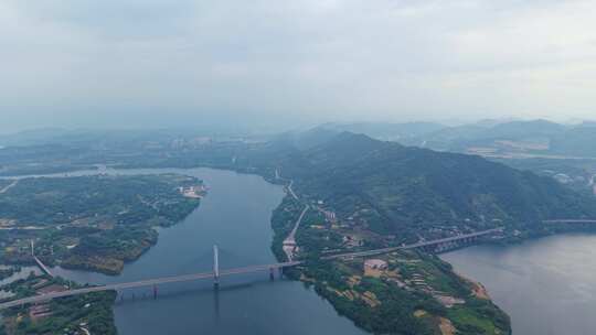 重庆合川沙溪嘉陵江大桥航拍4K