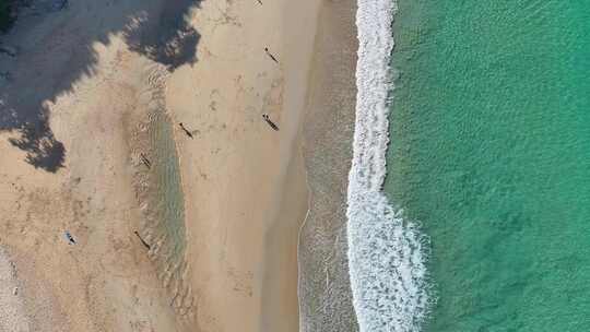 美丽热带海滩沙滩浪花海浪航拍