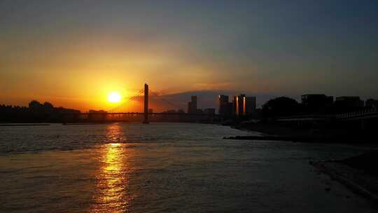 城市建筑都市日出日落朝阳晚霞夕阳黄昏