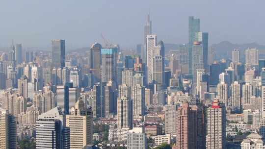 航拍南京新街口市中心现代化高楼