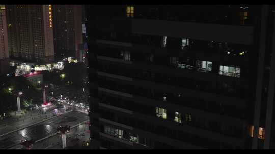 8K普宁城市夜景广场航拍视频素材模板下载