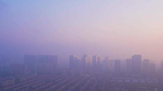 杭州滨江城市雾霾天气