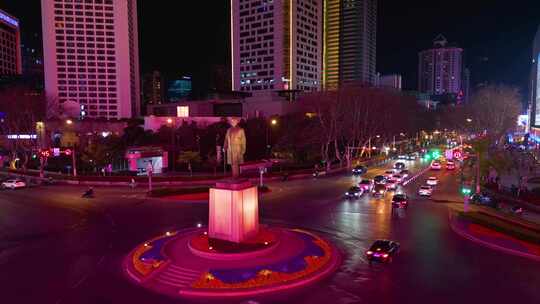 南京市鼓楼区新街口城市夜景航拍延时素材视频素材模板下载