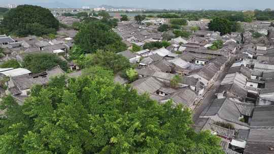 广东潮州市潮安区市头村龙湖古寨航拍风光