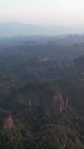 竖版航拍广东韶关丹霞山5A景区晚霞日落夕阳