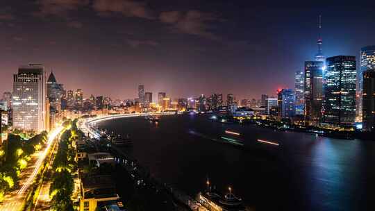 上海黄浦江畔夜景延时视频素材模板下载