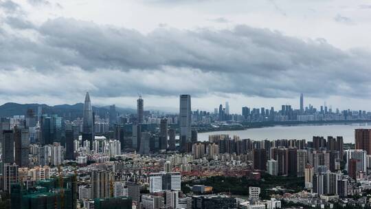 深圳南山CBD高楼群风云变换视频素材模板下载