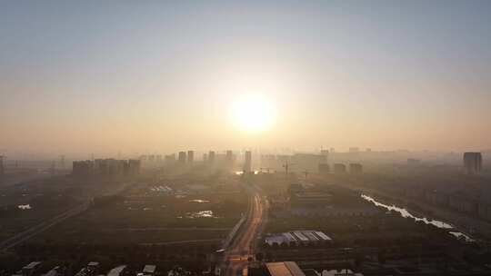 广富林遗址 日出日落 唯美 上海松江地标