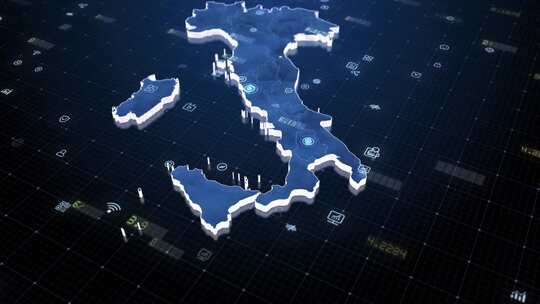 意大利地图商业网络数字背景