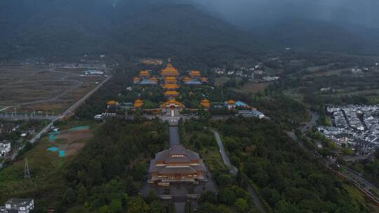 寺庙视频云南大理崇圣寺全景航拍