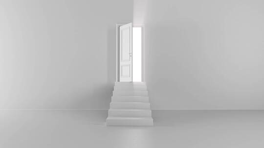 立体台阶大门打开光影抽象效果
