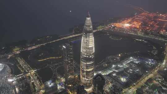 深圳南山区华润大厦夜景俯拍