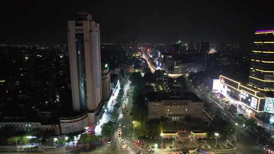 广东湛江城市夜景灯光交通城市大道航拍