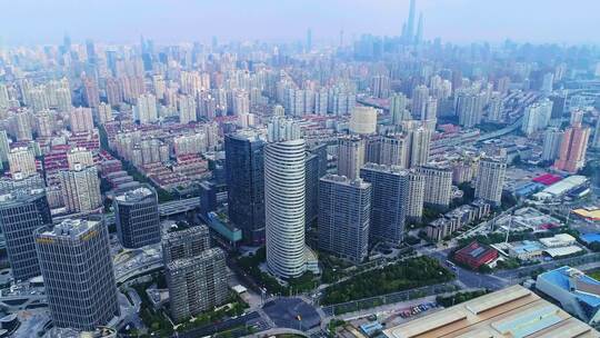 4K上海城市写字楼航拍