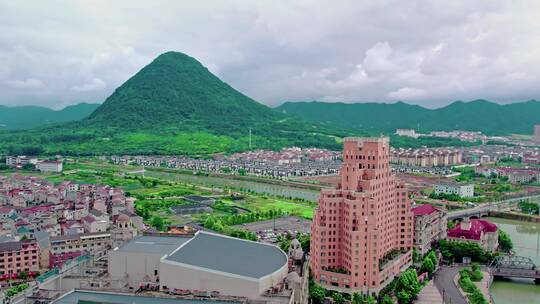 梦外滩高楼和横店火山视频素材模板下载