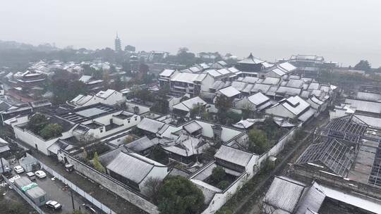 古镇雪景钱塘江盐官浙江