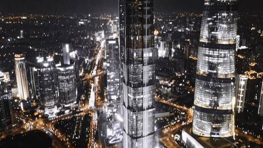 陆家嘴夜景延时航拍