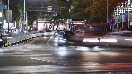 夜晚下班后街头拥挤交通车流人流 延时素材