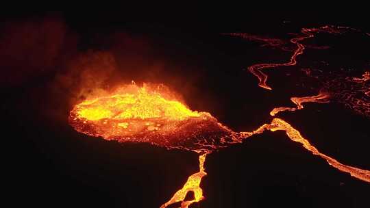 火山，喷发，熔岩，无人机