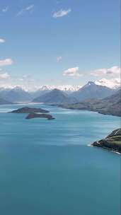 高清竖屏航拍新西兰瓦卡普蒂湖