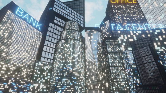 未来科技城市链游元宇宙虚拟现实视频素材