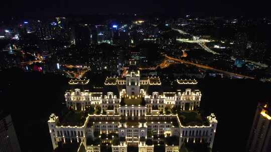 贵州贵阳白宫夜景航拍