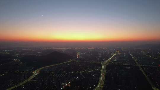 杭州滨江区城市夜景航拍