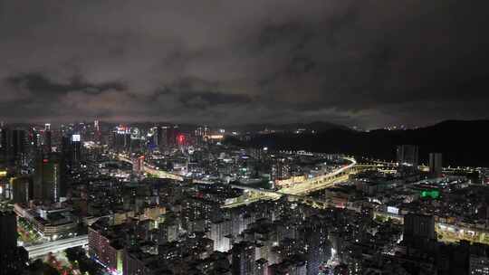 广东深圳城市大景夜景灯光航拍