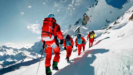 攀登雪山自然风光全景