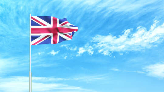 英国国旗空中飘扬视频素材模板下载