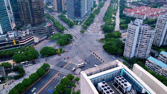 上海浦东世纪大道环绕航拍