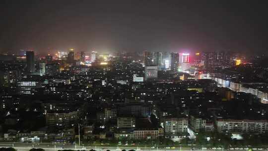 湖北鄂州城市大景夜景交通航拍