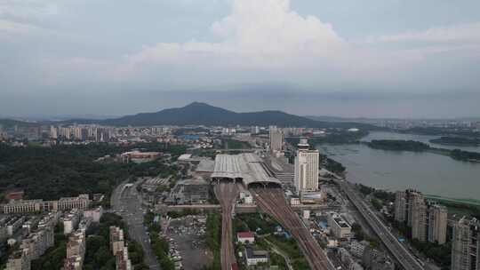 江苏南京夕阳晚霞夜幕降临夜景灯光航拍