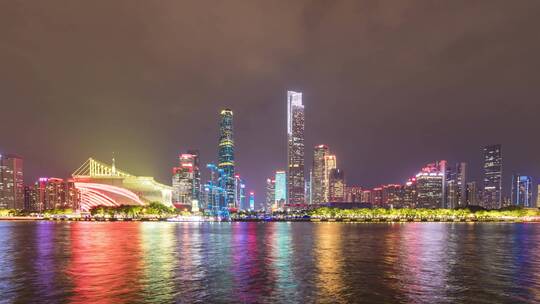 广州珠江新城CBD天际线延时夜景