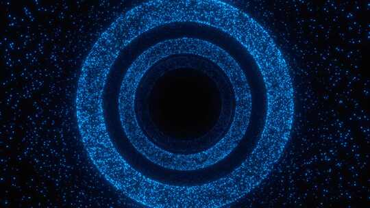 蓝色数字霓虹灯圈粒子隧道循环动画