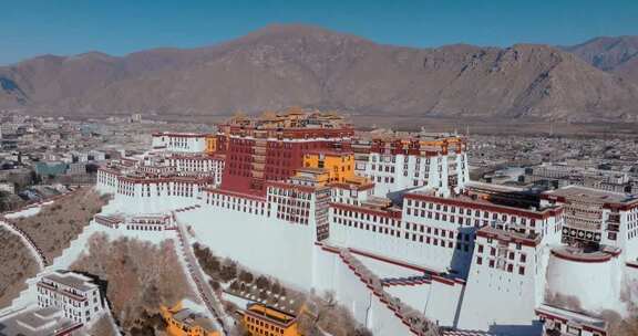 西藏拉萨市布达拉宫5A级景区世界级宫殿航拍