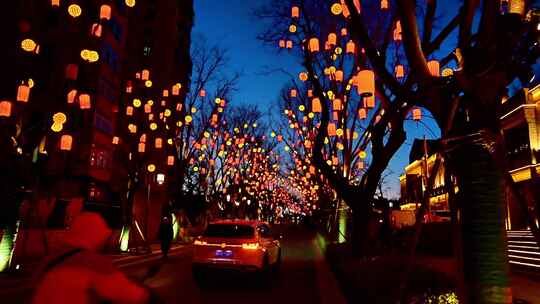 北京老街模式口古道春节灯会过年年味夜景