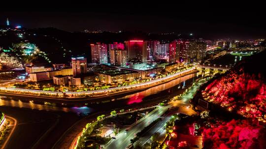 延安夜景延时素材视频素材模板下载