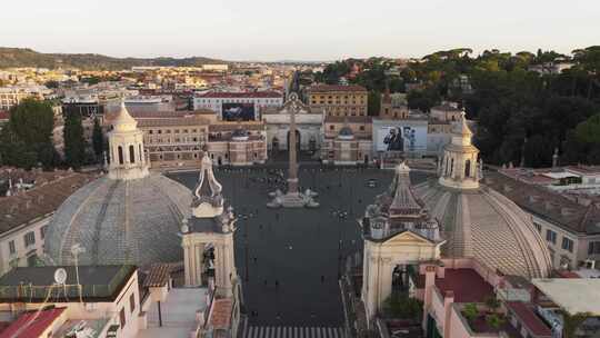 罗马人民广场意大利古迹地标城市航拍无人机