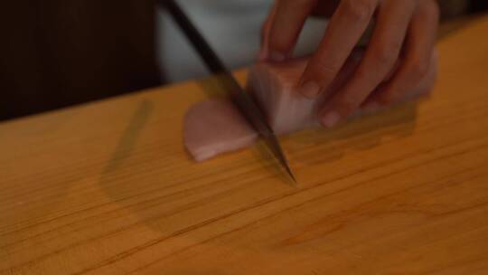 日料师傅切肉、刺身、刀工、日料制作过程视频素材模板下载
