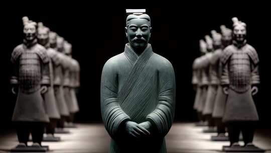 肃穆庄严的秦始皇兵马俑队列