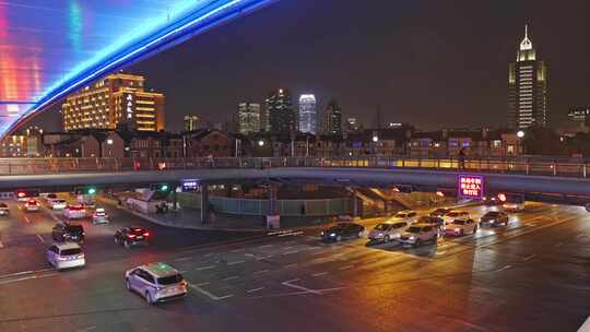 上海城市交通夜晚车流