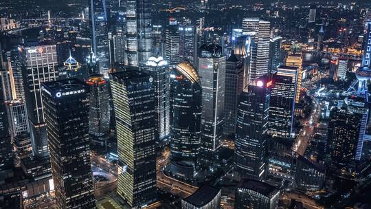 上海陆家嘴城市建筑夜景