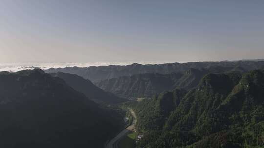 湘西吉首市青山平流雾清晨