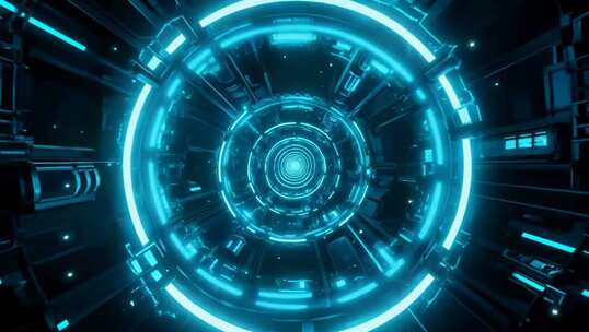 科技感蓝色隧道穿梭场景