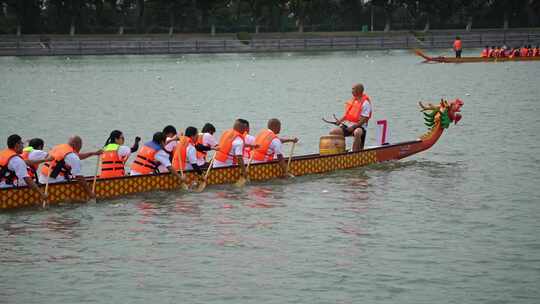 上海东方绿舟端午划龙舟比赛视频素材模板下载