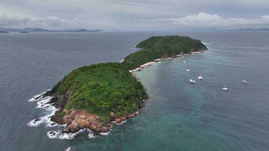 泰国普吉蜜月岛屿海滨自然风光航拍