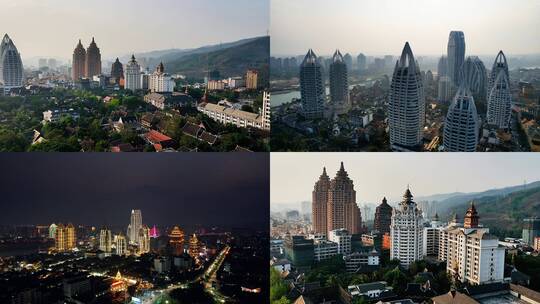 告庄西双景片区的建筑高清在线视频素材下载