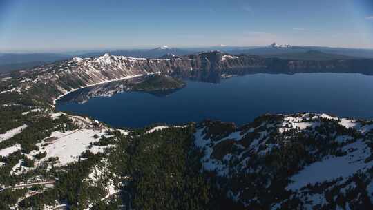 火山口，湖，山，雪