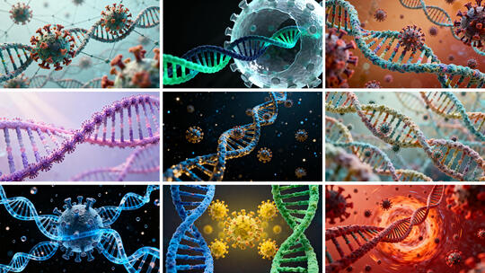 病毒DNA结构展示 DNA双螺旋结构动画